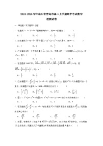 2024-2025学年山东省青岛市高二上学期期中考试数学检测试卷（附解析）