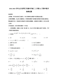 2024-2025学年山东省枣庄市滕州市高三上册11月期中数学检测试题