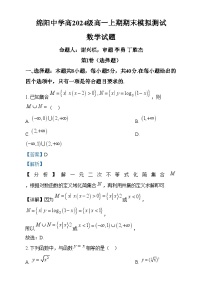 四川省绵阳市绵阳中学2024-2025学年高一上学期期末模拟测试数学试卷（Word版附解析）