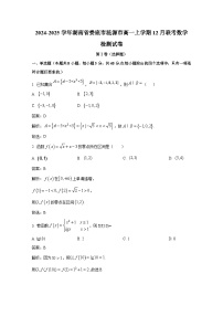 2024-2025学年湖南省娄底市涟源市高一上册12月联考数学检测试卷（含解析）