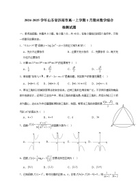 2024-2025学年山东省济南市高一上册1月期末数学综合检测试题（含解析）