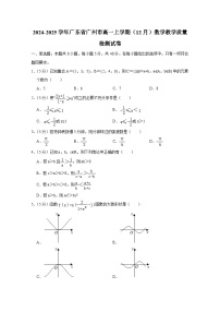 2024-2025学年广东省广州市高一上学期（12月）数学教学质量检测试卷（附解析）