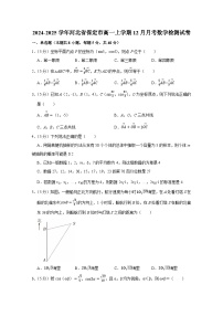 2024-2025学年河北省保定市高一上学期12月月考数学检测试卷（附解析）