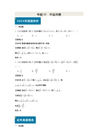高考数学专题03 平面向量专项练习 教师版+学生版