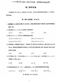 2025北京顺义高二（上）期末数学试卷