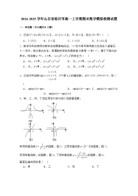 2024-2025学年山东省临沂市高一上册期末模拟数学检测试题（附解析）