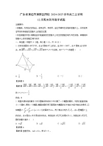 2024~2025学年广东省清远市清新区四校高二上学期12月期末联考数学试卷（解析版）