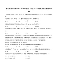 湖北省部分市州2024-2025学年高二年级（上）期末质量监测数学试题（含解析）