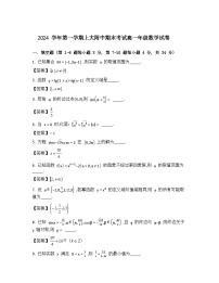 2024-2025学年上海市上大附中高一（上）数学期末试卷+答案