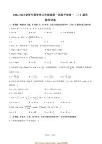 2024～2025学年河南省周口市郸城第一高级中学高一上期末数学试卷(含答案)