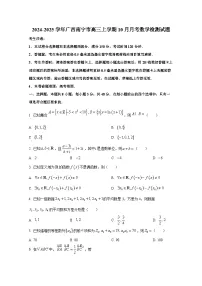 2024-2025学年广西南宁市高三上学期10月月考数学检测试题