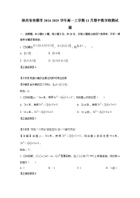 陕西省安康市2024-2025学年高一上学期11月期中数学检测试题（含解析）