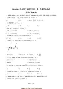 2024～2025学年浙江省温州市高一上期末检测数学试卷(A卷)(含答案)