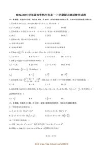 2024～2025学年湖南省郴州市高一上期末测试数学试卷(含答案)