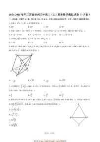 2024～2025学年江苏省徐州三中高二上期末数学模拟试卷(1月份)(含答案)