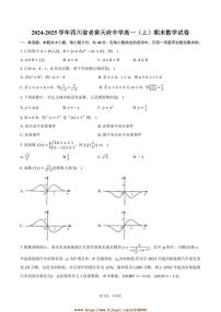 2024～2025学年四川省泸州市老窖天府中学高一上期末数学试卷(含答案)