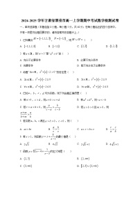 2024-2025学年甘肃省酒泉市高一上册期中考试数学检测试卷