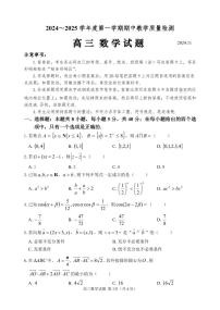 山东省聊城市2024-2025高三上学期期中数学试卷及答案