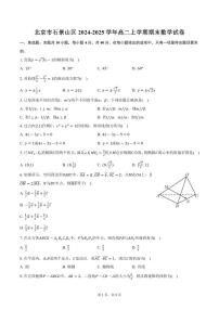 北京市石景山区2024-2025学年高二上学期期末数学试卷（含答案）