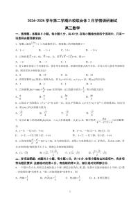 江苏省南京市六校联合体2025届高三2月学情调研测试数学试卷及答案