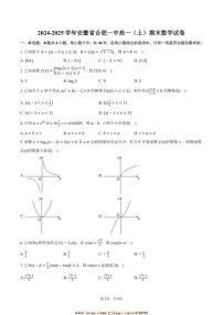 2024～2025学年安徽省合肥市合肥一中高一上期末数学试卷(含答案)
