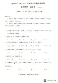 浙江省嘉兴市2024-2025学年高二上学期期末测试数学试卷