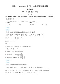 安徽省马鞍山市当涂第一中学2024-2025学年高一上学期期末质量检测数学试题 （解析版）