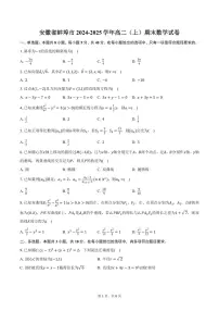 安徽省蚌埠市2024-2025学年高二（上）期末数学试卷（含答案）