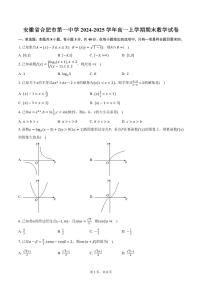 安徽省合肥市第一中学2024-2025学年高一上学期期末数学试卷（含答案）