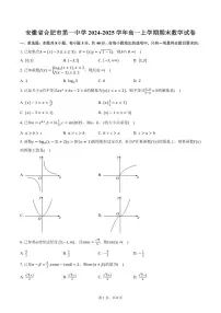安徽省合肥市第一中学2024-2025学年高一上学期期末数学试卷（含答案）
