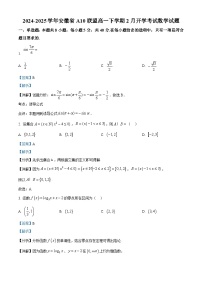 安徽省A10联盟2024-2025学年高一下学期2月开学考试 数学试题（含解析）