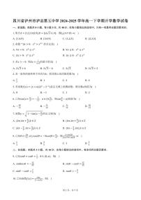 四川省泸州市泸县第五中学2024-2025学年高一下学期开学数学试卷（含答案）
