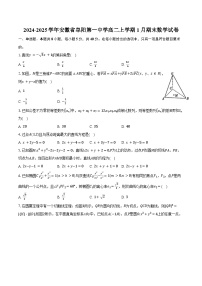 2024-2025学年安徽省阜阳第一中学高二上学期1月期末数学试卷（含答案）