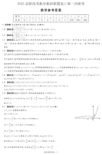 2025年湖南20校新高考联盟高考高三下学期3月一联数学试题及答案