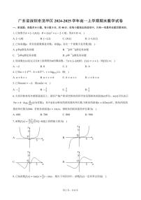 广东省深圳市龙华区2024-2025学年高一上学期期末数学试卷（含答案）