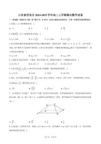 山东省青岛市2024-2025学年高二上学期期末数学试卷（含答案）