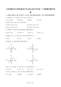 山东省泰安市宁阳县复圣中学2024-2025学年高一上学期期末数学试卷（含答案）