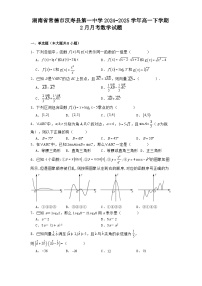 湖南省常德市汉寿县第一中学2024_2025学年高一下学期2月月考 数学试题（含解析）