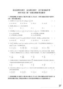 东北三省三校（哈尔滨师大附中、东北师大附中、辽宁省实验中学）2025届高三第一次联合模拟考试数学试卷（附参考答案）