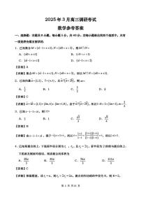 2025年湖南四市高三下学期3月数学试题及答案