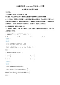 甘肃省酒泉市2024-2025学年高二上学期1月期末考试数学试题 含解析