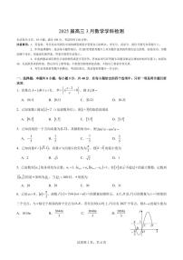 广东省广州执信中学2025年高三下学期3月检测数学试题（含答案）