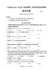 广西壮族自治区2025届高三下学期3月第二次适应考-数学试题+答案