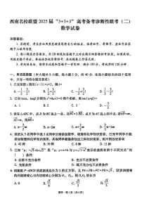 2025西南（云南四川贵州）名校联盟高三下学期3月“333”高考备考诊断性联考（二）数学PDF版含解析