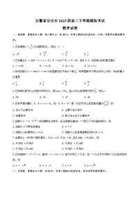 安徽省安庆市2025届高三下学期模拟考试数学试卷（含答案）
