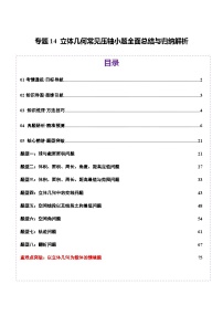2025年高考数学二轮复习(新高考通用)专题14立体几何常见压轴小题全面总结与归纳解析(讲义)(学生版+解析)