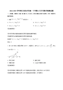 2024-2025学年浙江省杭州市高一下册3月月考数学检测试题（附解析）