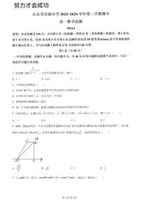 2024年济南市省实验高一数学下学期期中考试及其答案解析