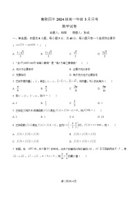 湖北省襄阳市第四中学2024-2025学年高一下学期3月月考数学试卷（Word版附解析）