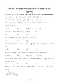 安徽省怀宁县新安中学2024-2025学年高一下学期第一次月考数学试卷（含答案）